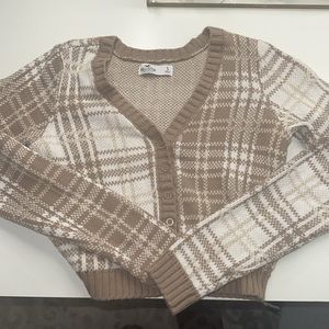 Hollister Brown Plaid Cropped Sweater